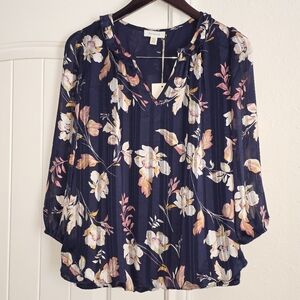 Tamara H Floral Navy Blouse Size Medium